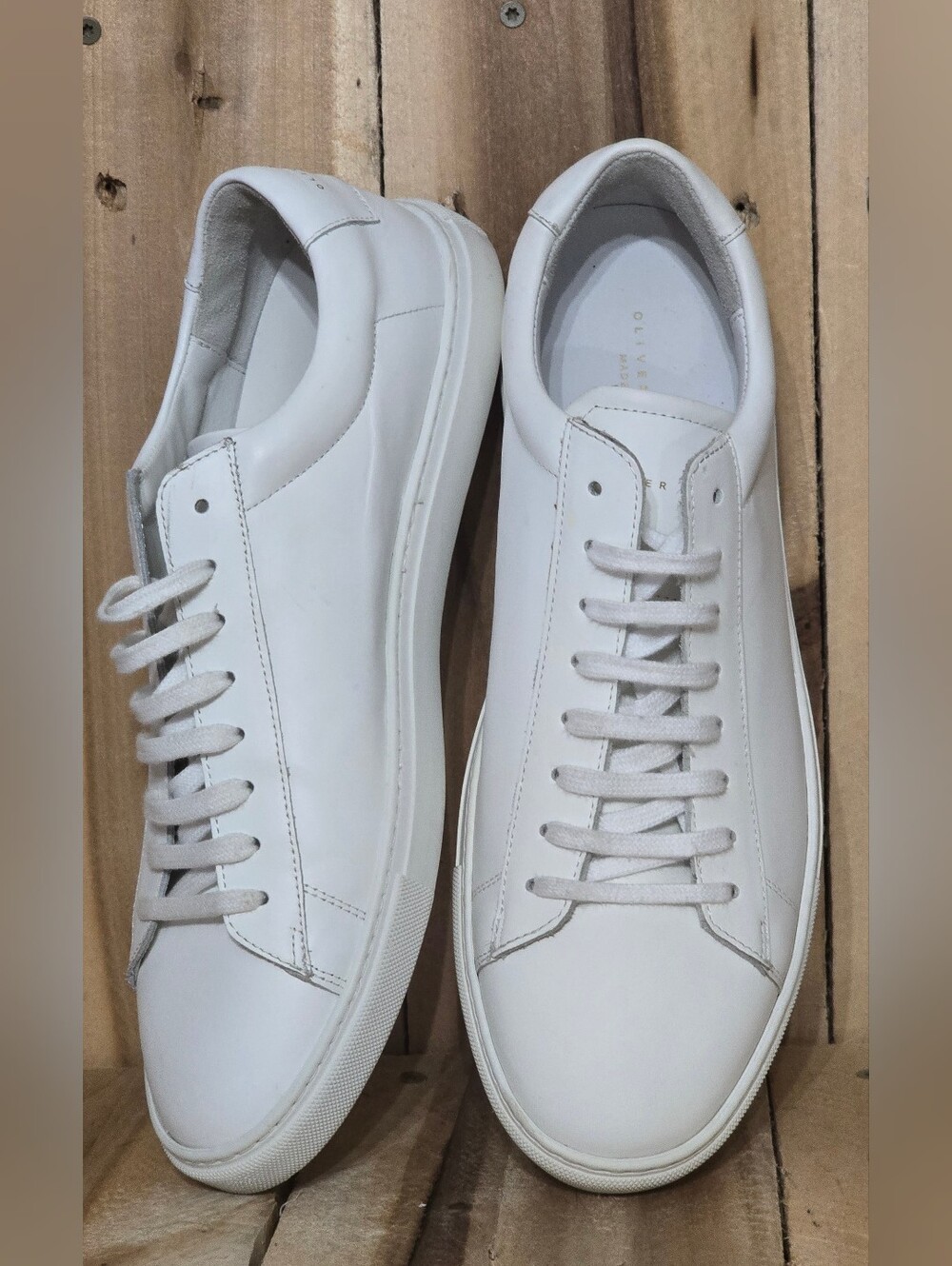 OLIVER CABELL Low 1 9 US/ 42 Mens White Italian Leather Sneakers Minimalist READ